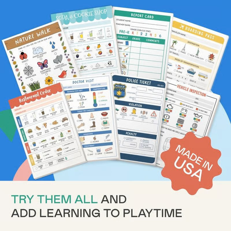 🥳Pretend Play Notepads | 2-Pack | 40 Pages Each ✨