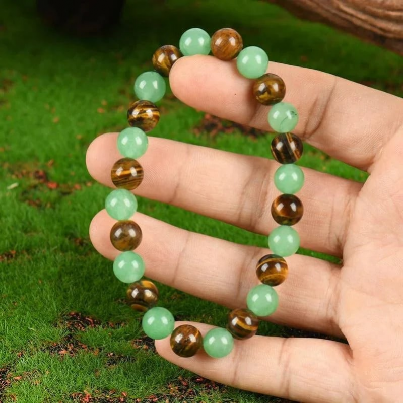 ✨Wealth Guardian Crystal Bracelet – Aventurine & Tiger-Eye