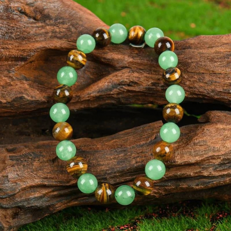 ✨Wealth Guardian Crystal Bracelet – Aventurine & Tiger-Eye
