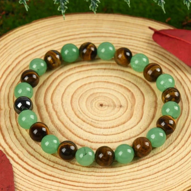 ✨Wealth Guardian Crystal Bracelet – Aventurine & Tiger-Eye
