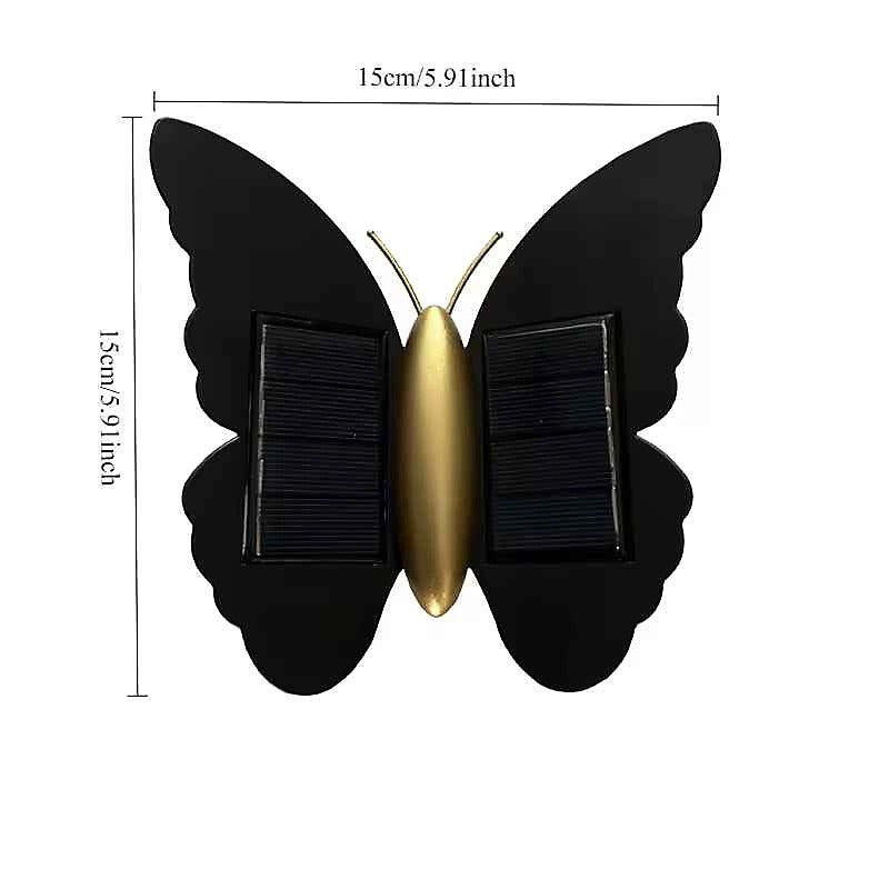 Solar Butterfly Wall Light Outdoor Waterproof LED Warm Light For Garden Decor