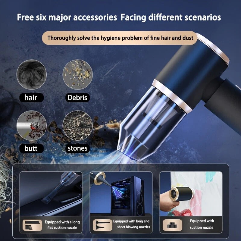 Powerful Car Vacuum Cleaner Wet/Dry Cordless Strong Suction Handheld Cleaning