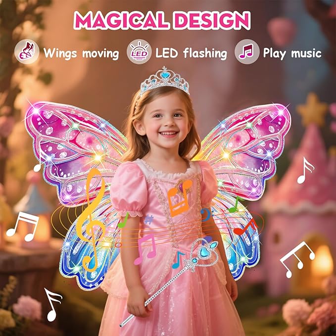Children's Electric Fairy Wings With LED Lights And Music