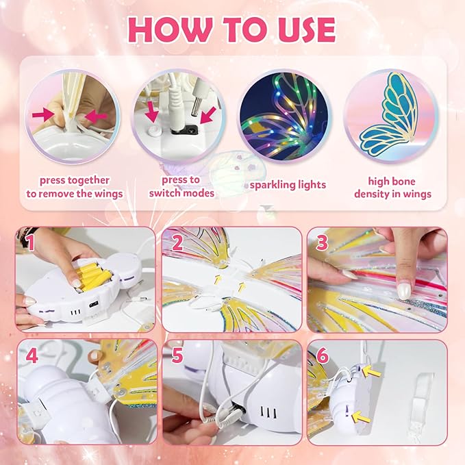 Children's Electric Fairy Wings With LED Lights And Music